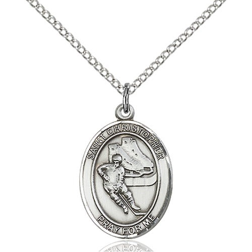 Sterling Silver St. Christopher/Hockey Pendant