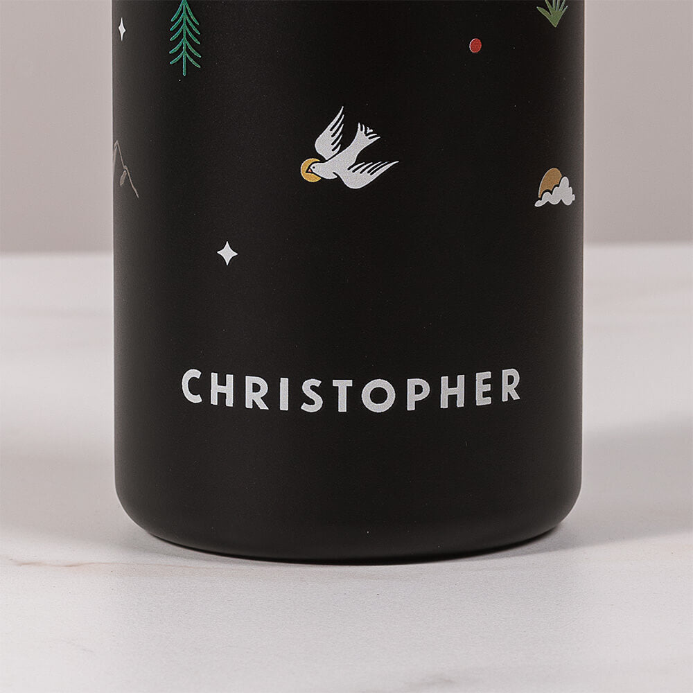 Personalized Black Confirmation Adventure Water Bottle