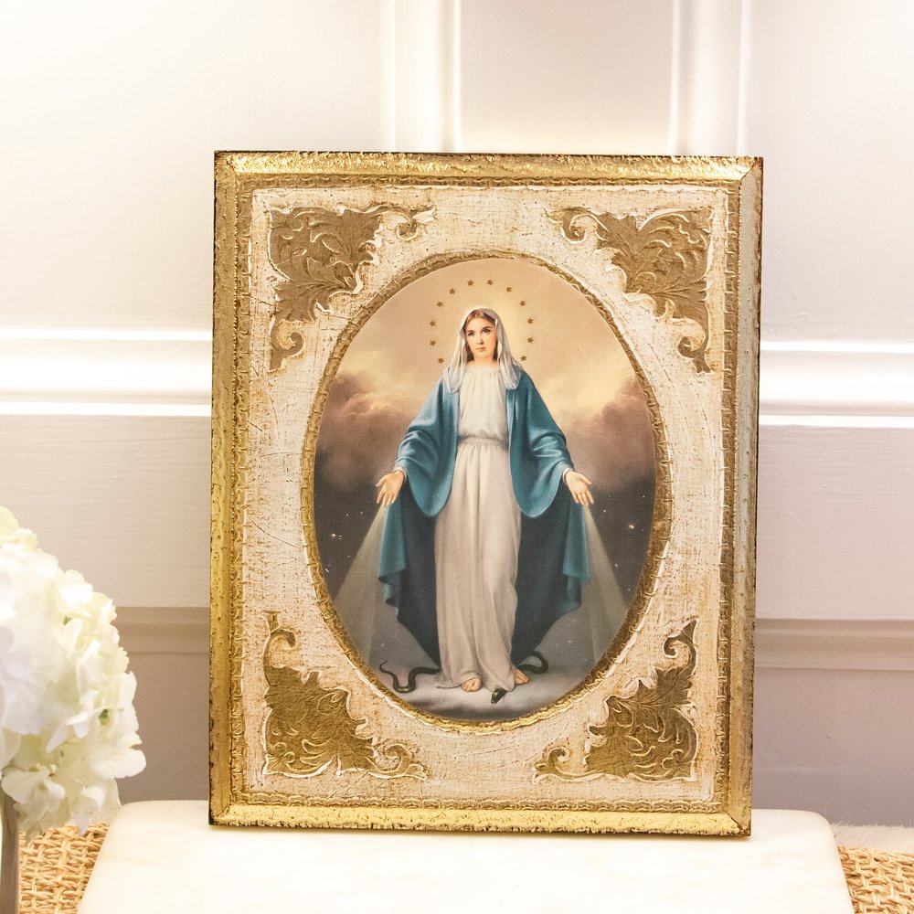 Miraculous Mary Florentine Plaque - 8.8" x 11"