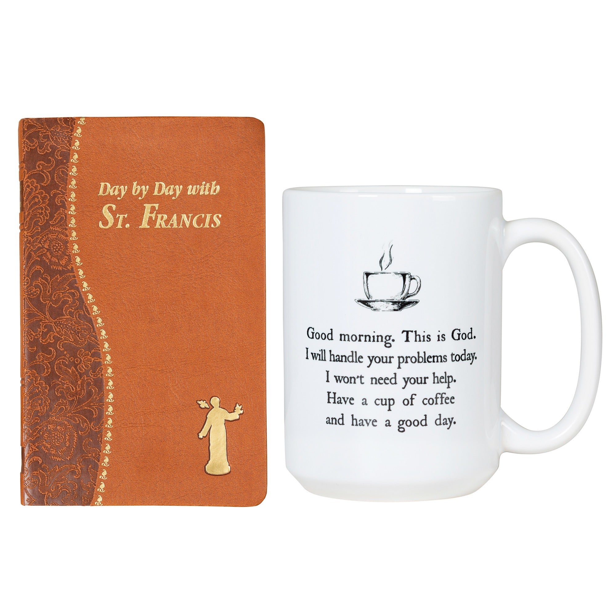 Day by Day with St. Francis Book & Good Morning from God White Mug Gift Set