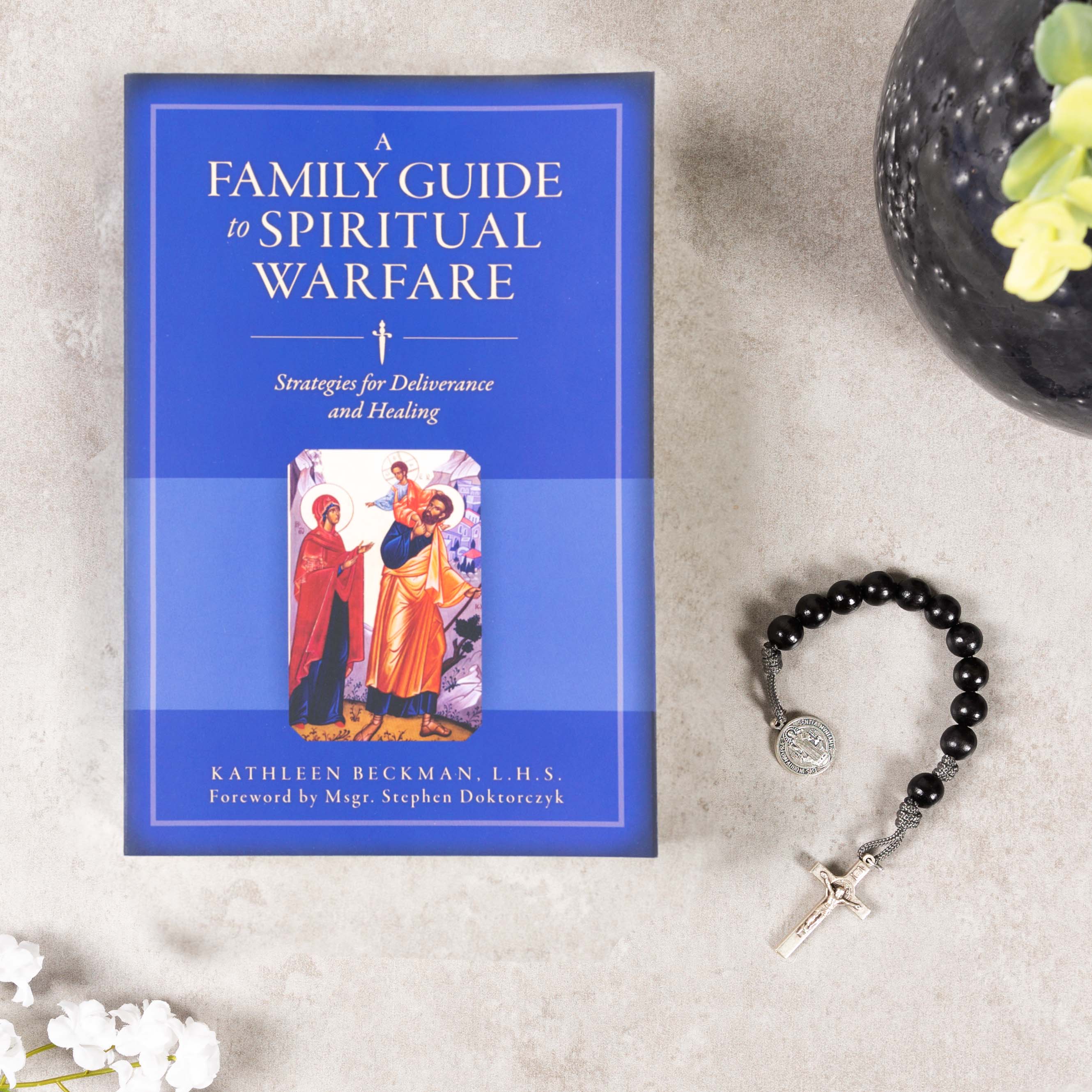 2 Gift Set - A Family Guide to Spiritual Warfare & St. Benedict Tenner Rosary