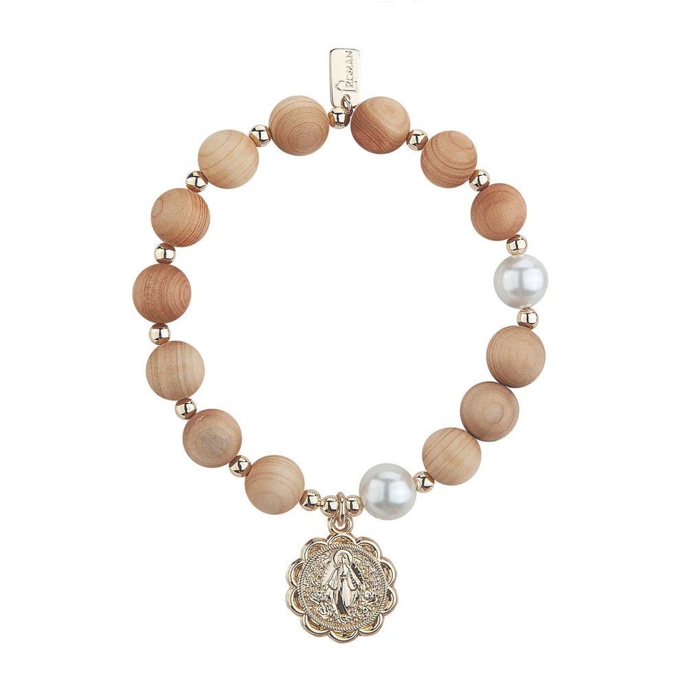 Chunky Wood Rosary Bracelet - 7" L