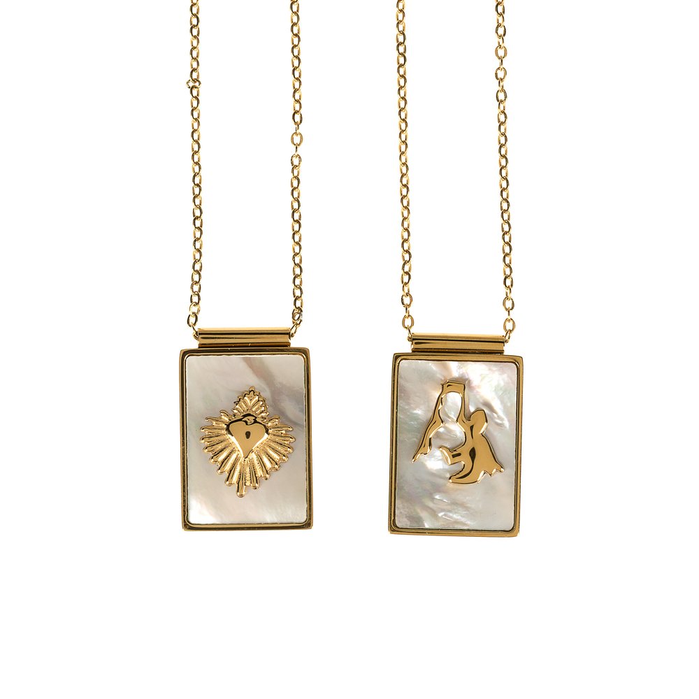 Infinity Chain Gold & Mother of Pearl Scapular Necklace