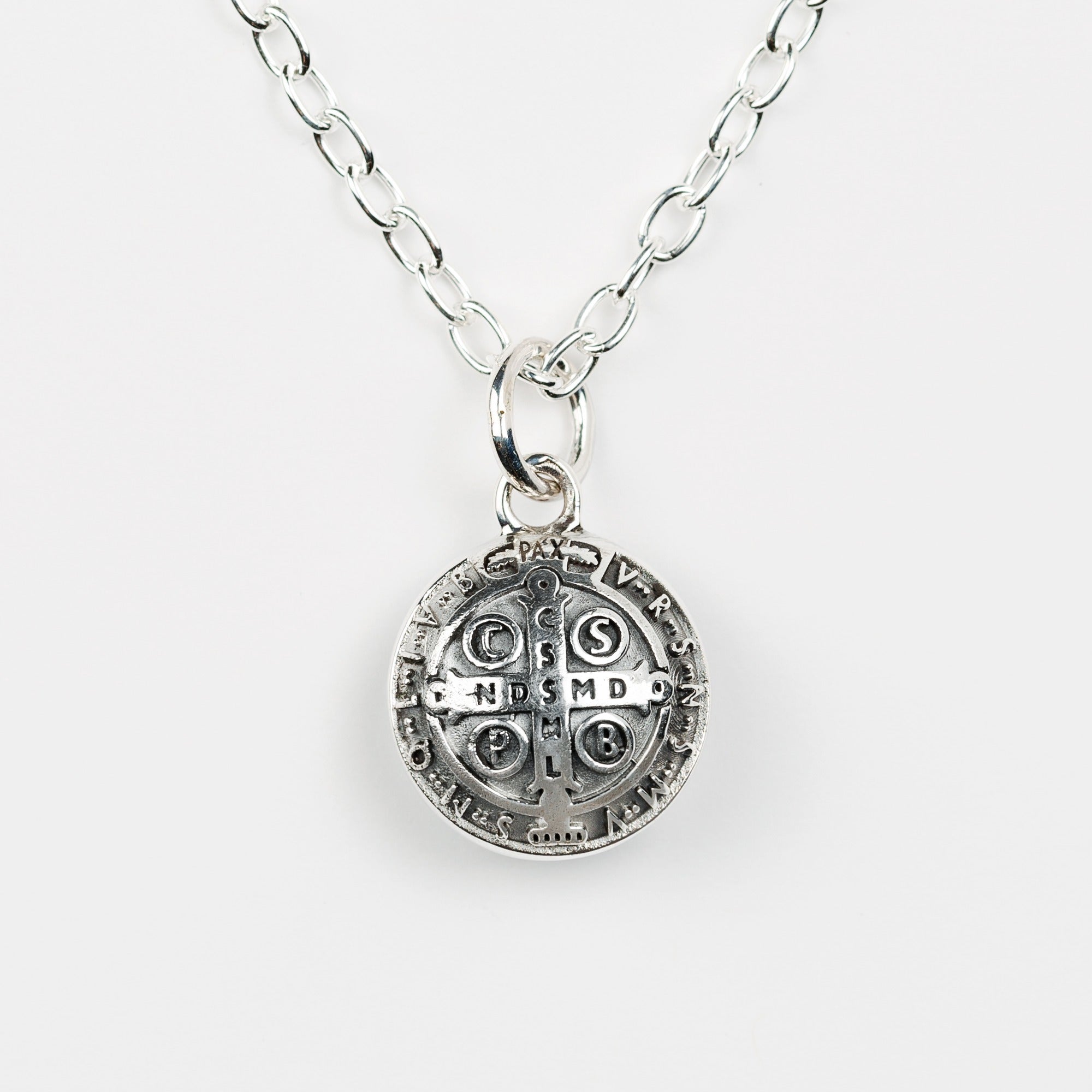 Sterling Silver St. Benedict Charm Necklace