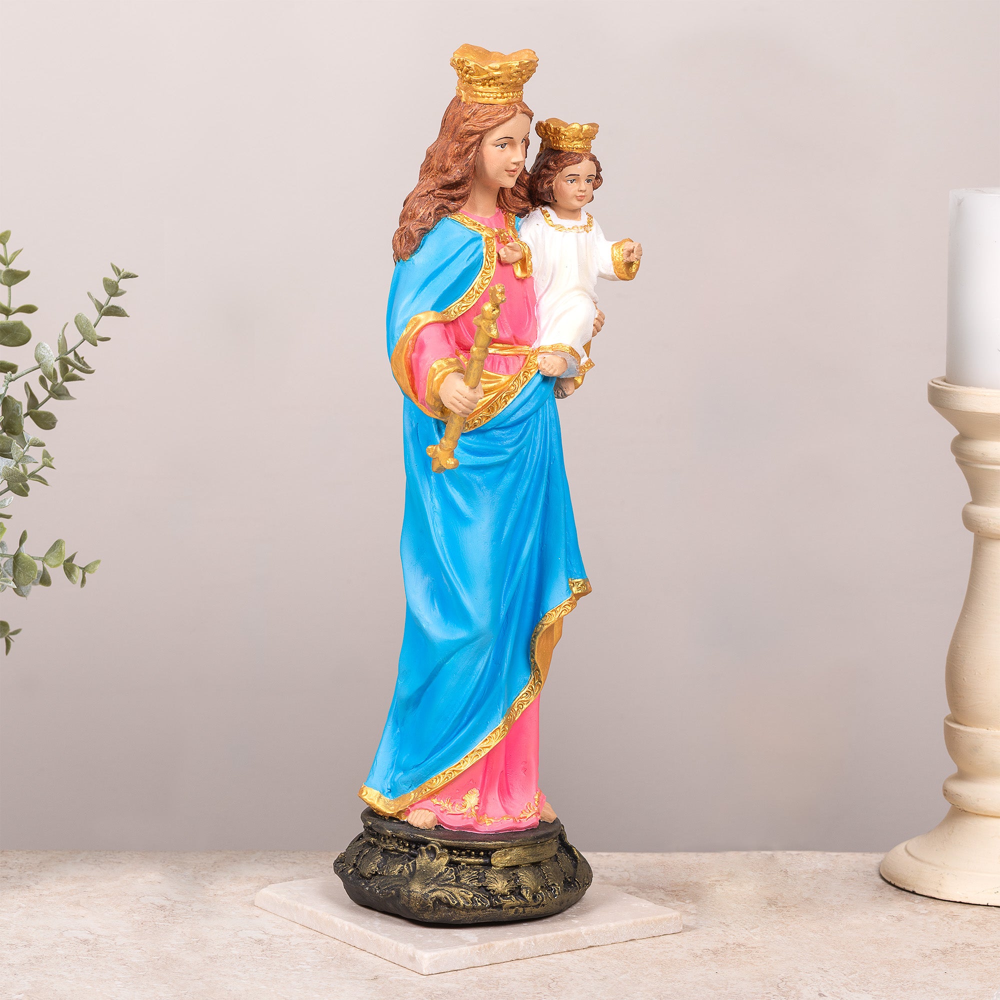 Virgin クリスタル　日本支社用　オブジェ Our Lady Help of Christians Statue - White or Hand Painted - 16