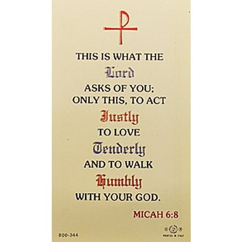 What the Lord Asks Prayer Card - Micah 6:8