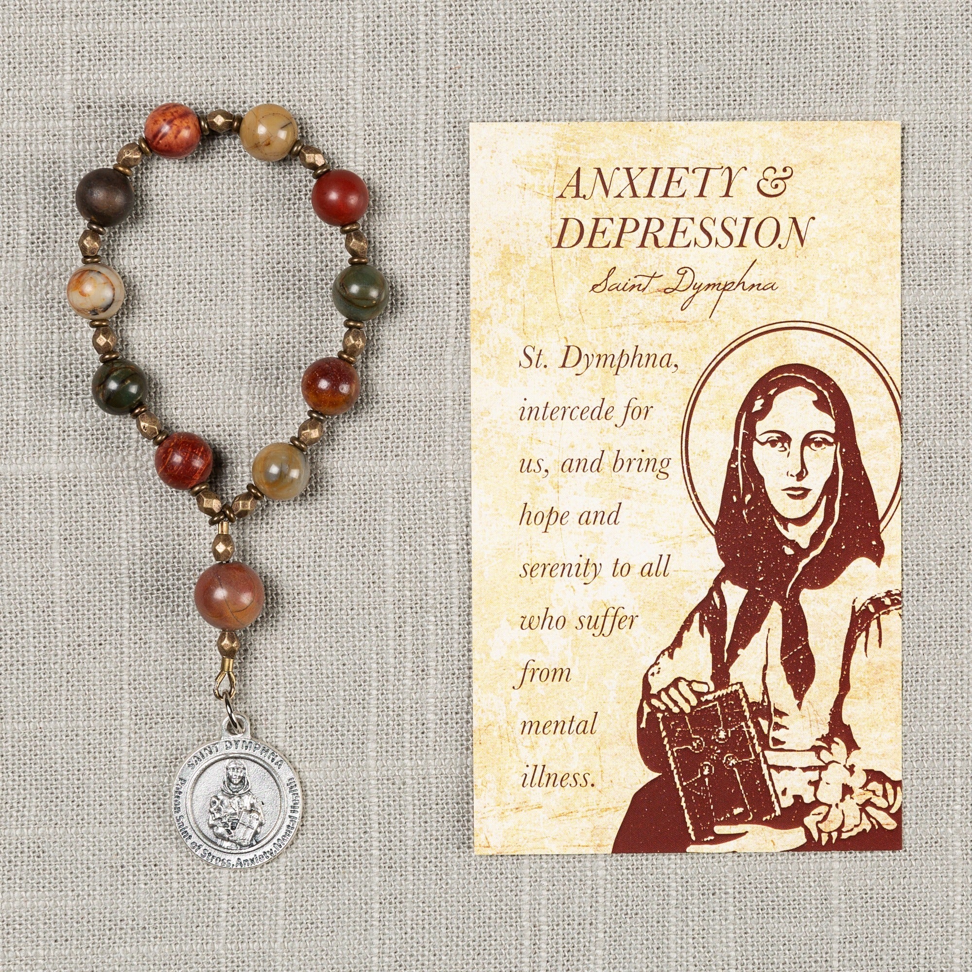 St. Dymphna Anxiety/Depression Decade Rosary with Card
