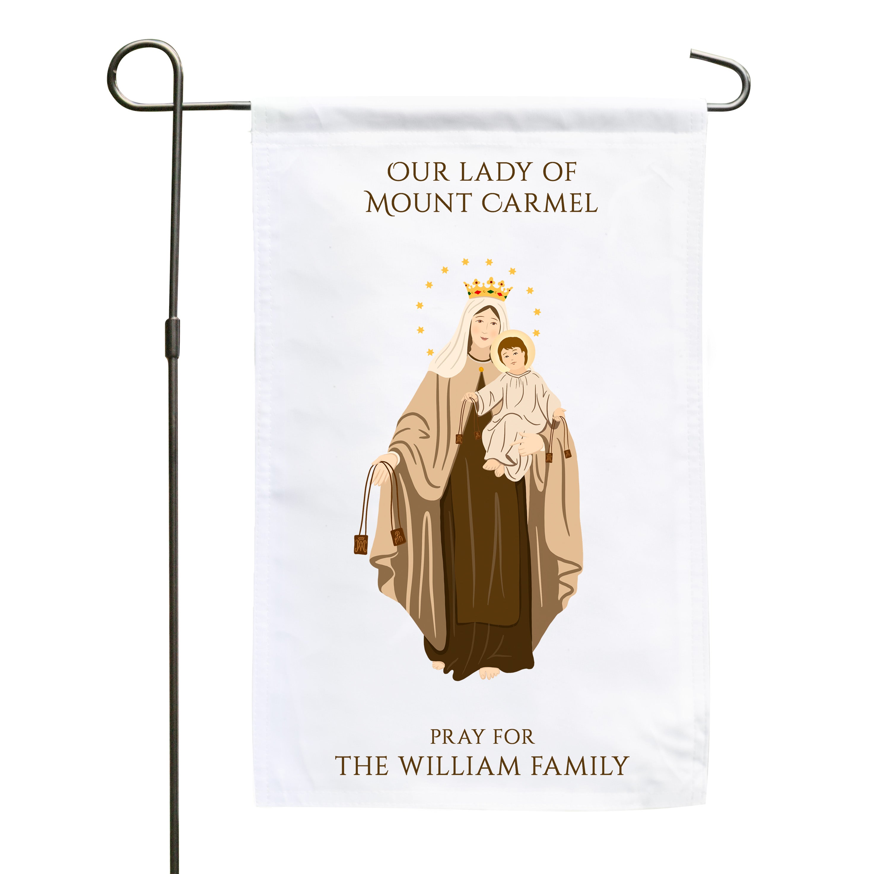 Our Lady of Mount Carmel Personalized Garden Flag