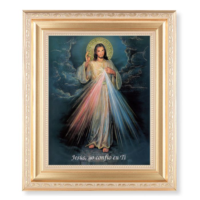 Divine Mercy (Spanish) in Ornate Gold Frame - 11" x 13"