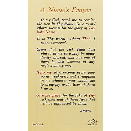 Madonna Praying - A Nurse's Prayer - Prayer Card