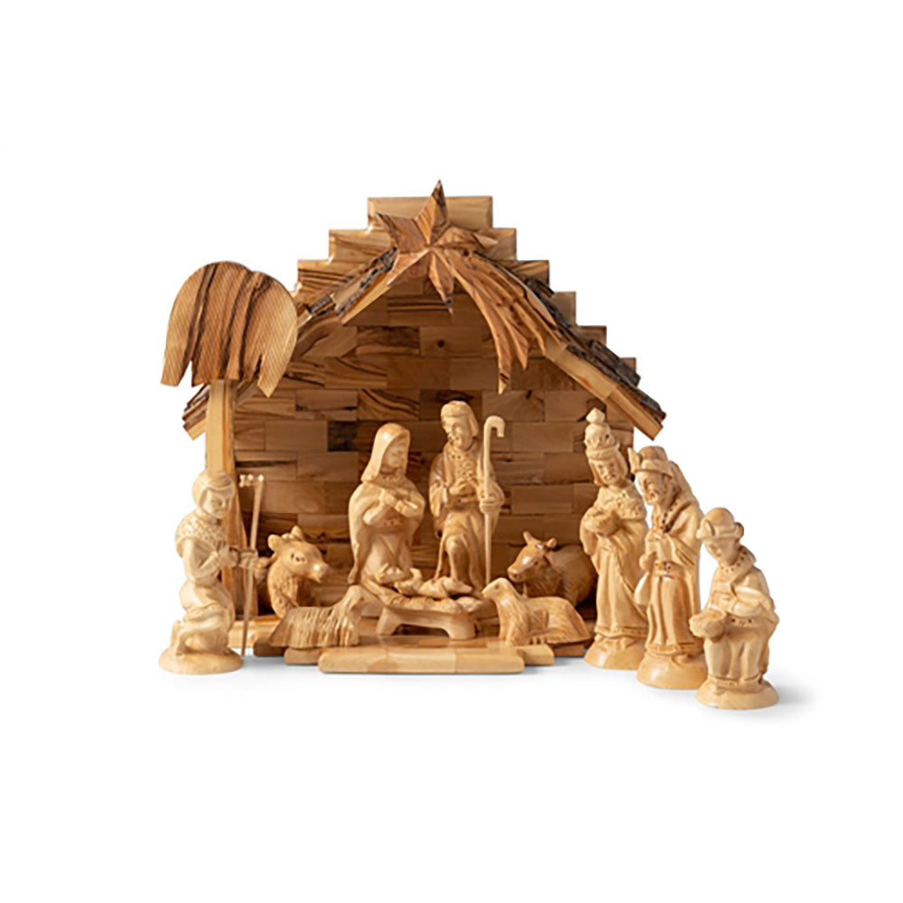Holy Land Olive Wood Carved Nativity - 12 Pieces