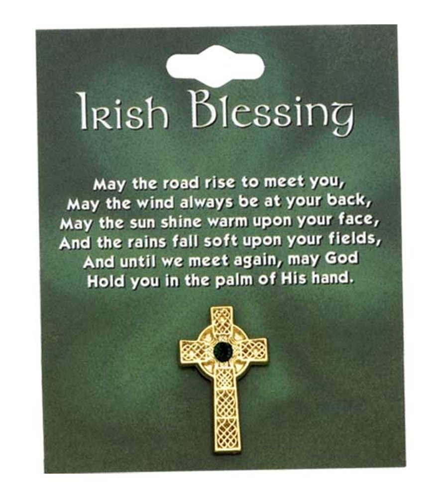 Gold Irish Blessing Celtic Cross Lapel Pin