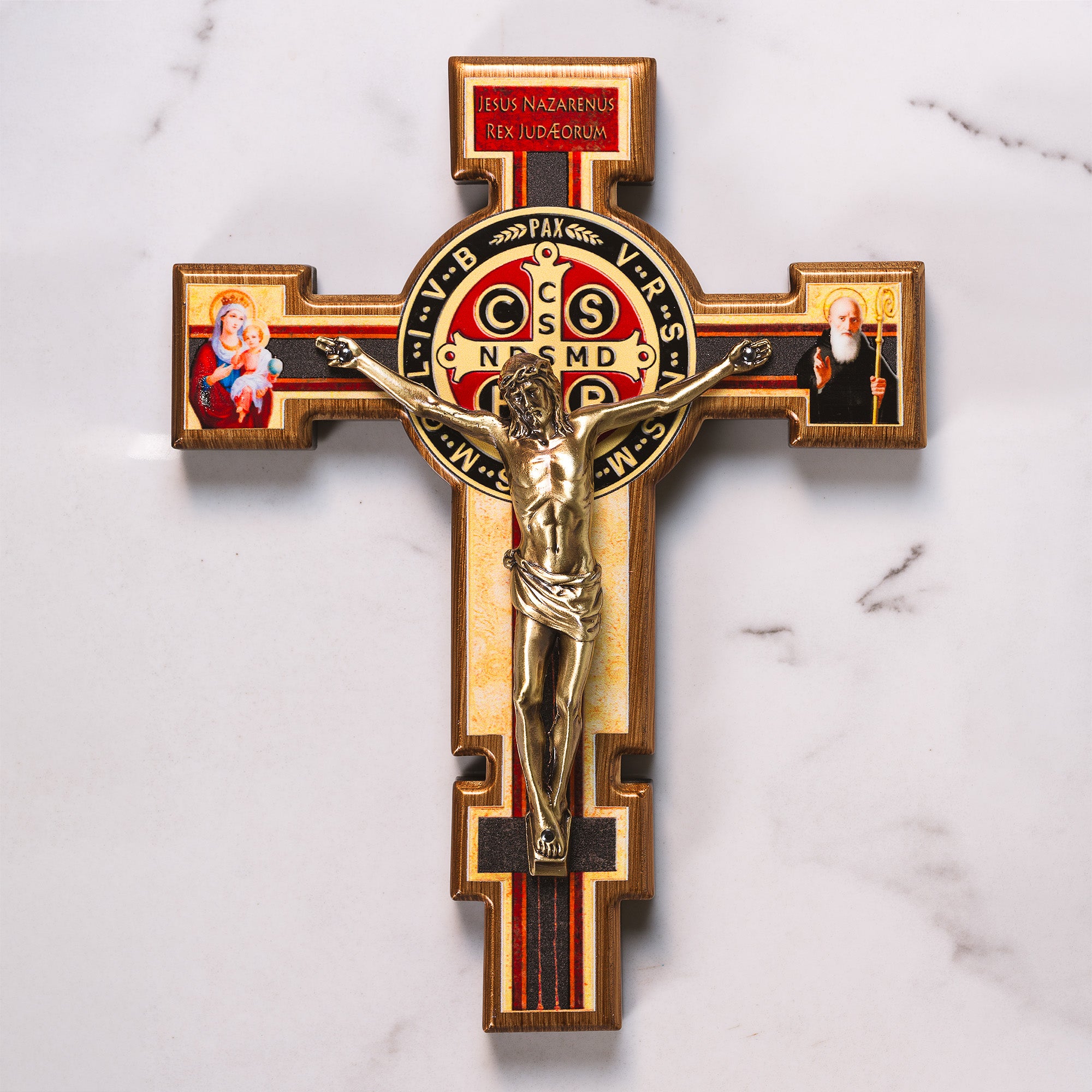 Birch Wood St. Benedict Crucifix - Multiple Sizes