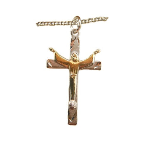 Sterling Silver Two-Tone Risen Christ Cross Necklace | The