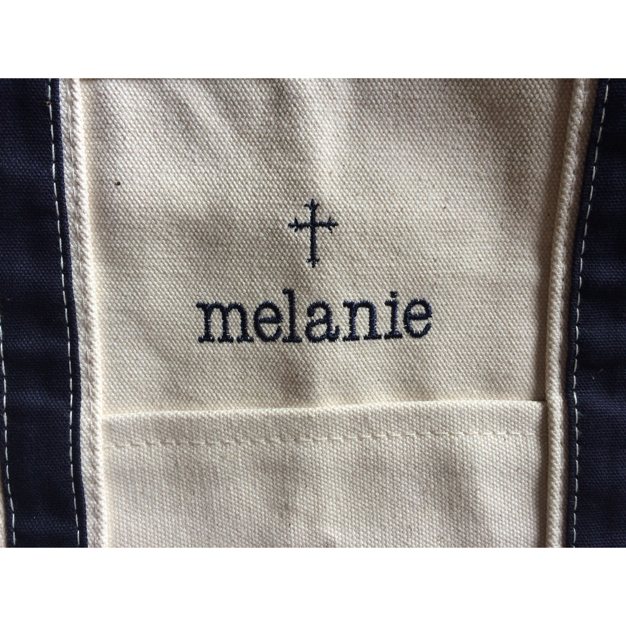 Personalized Canvas Cross Tote Natural & Navy - Medium