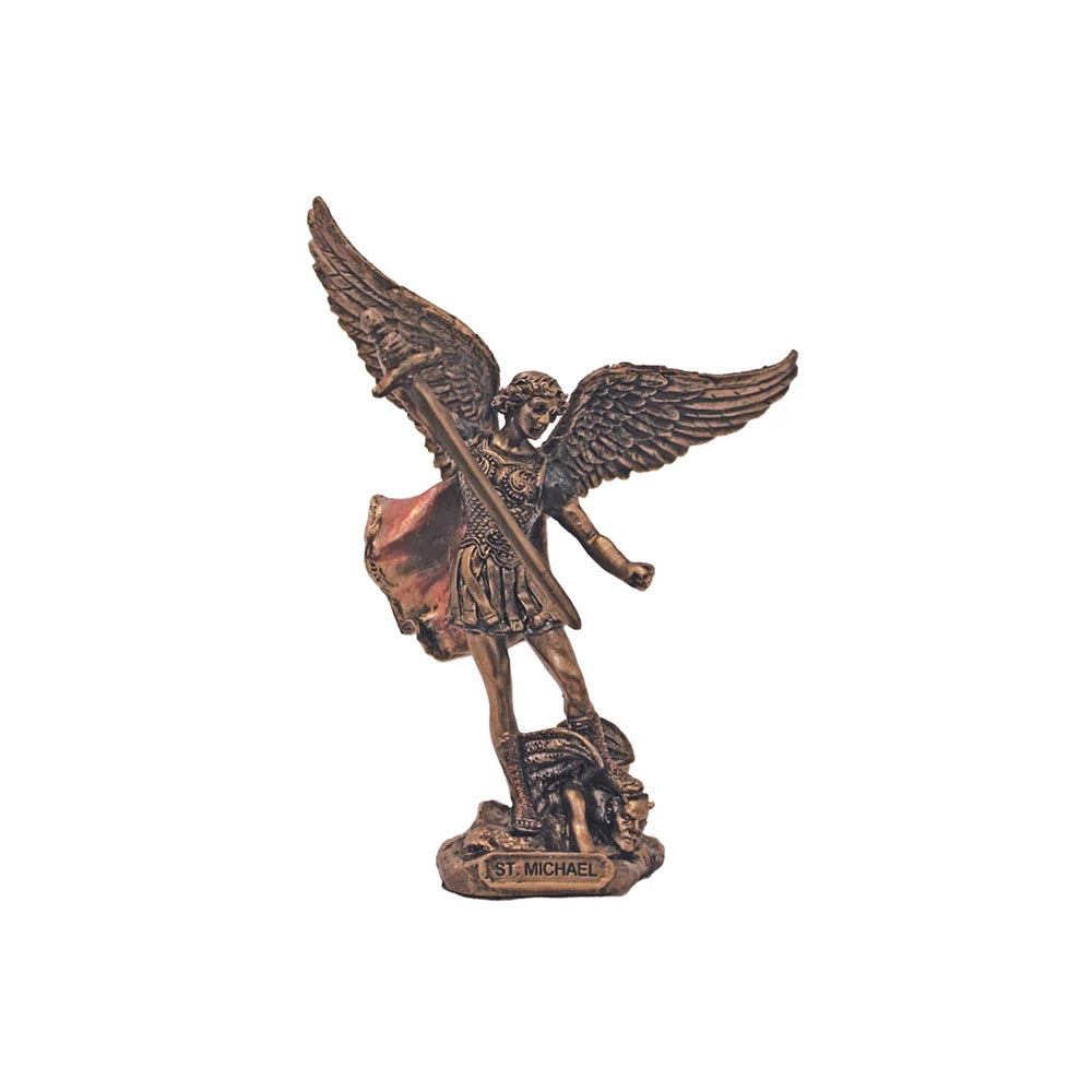 St. Michael Victorious Hand Painted Cold Cast Bronze Figurine - 4"