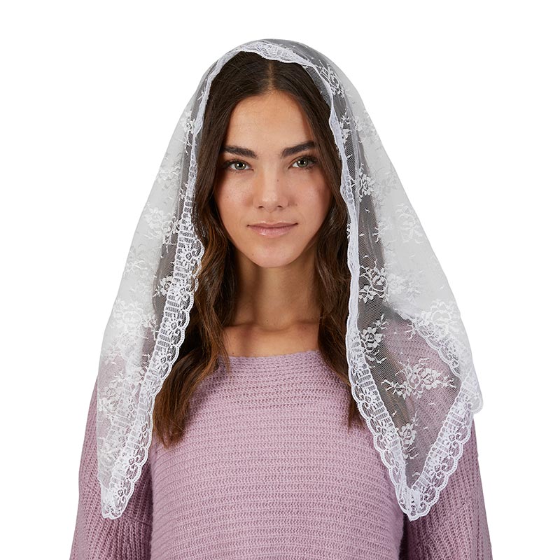 Traditional White Lace Chapel Veil