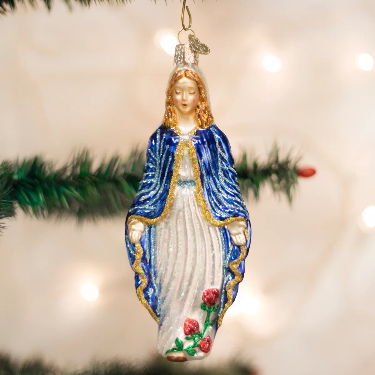 Old World Christmas Virgin Mary Blown Glass Ornament