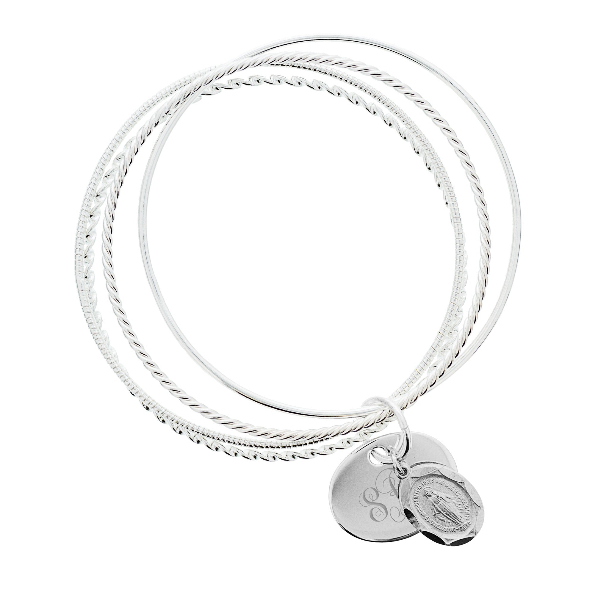 Sterling Silver 4-Bangle Miraculous Bracelet