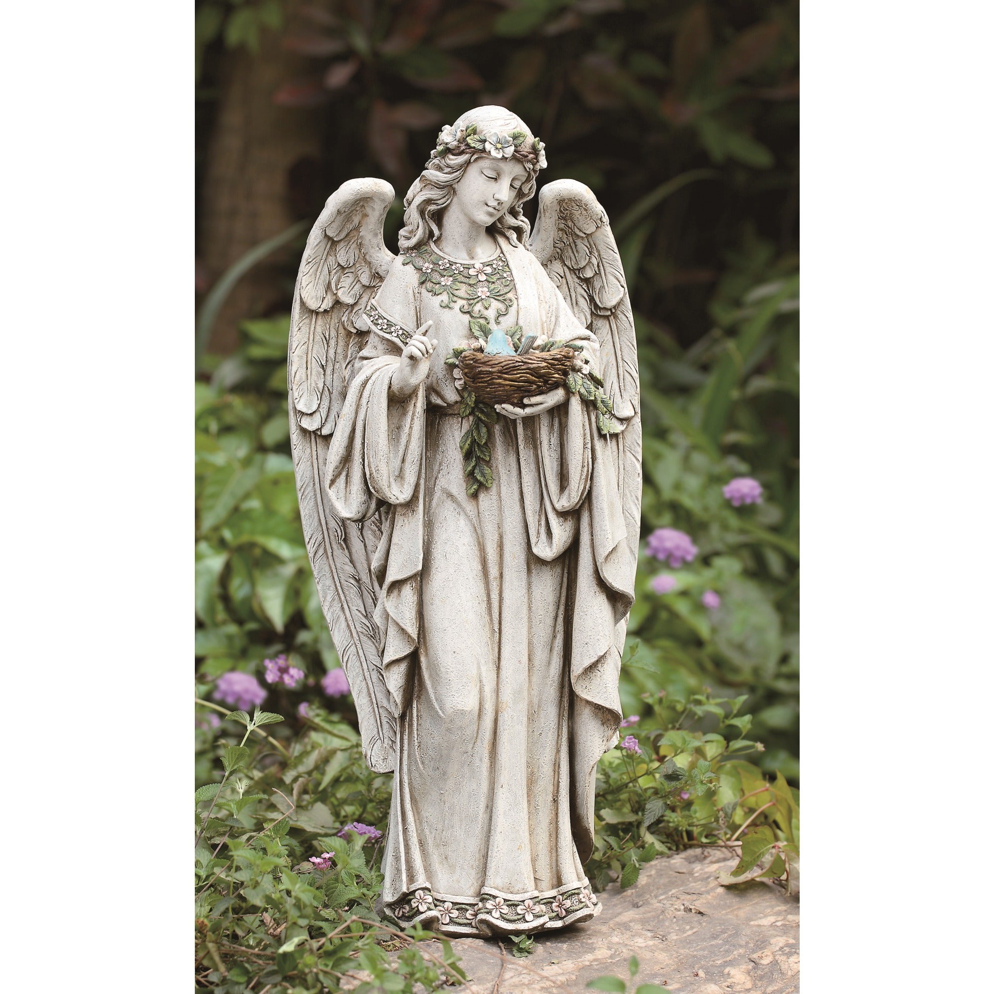 Garden Angel Holding Nest 24"