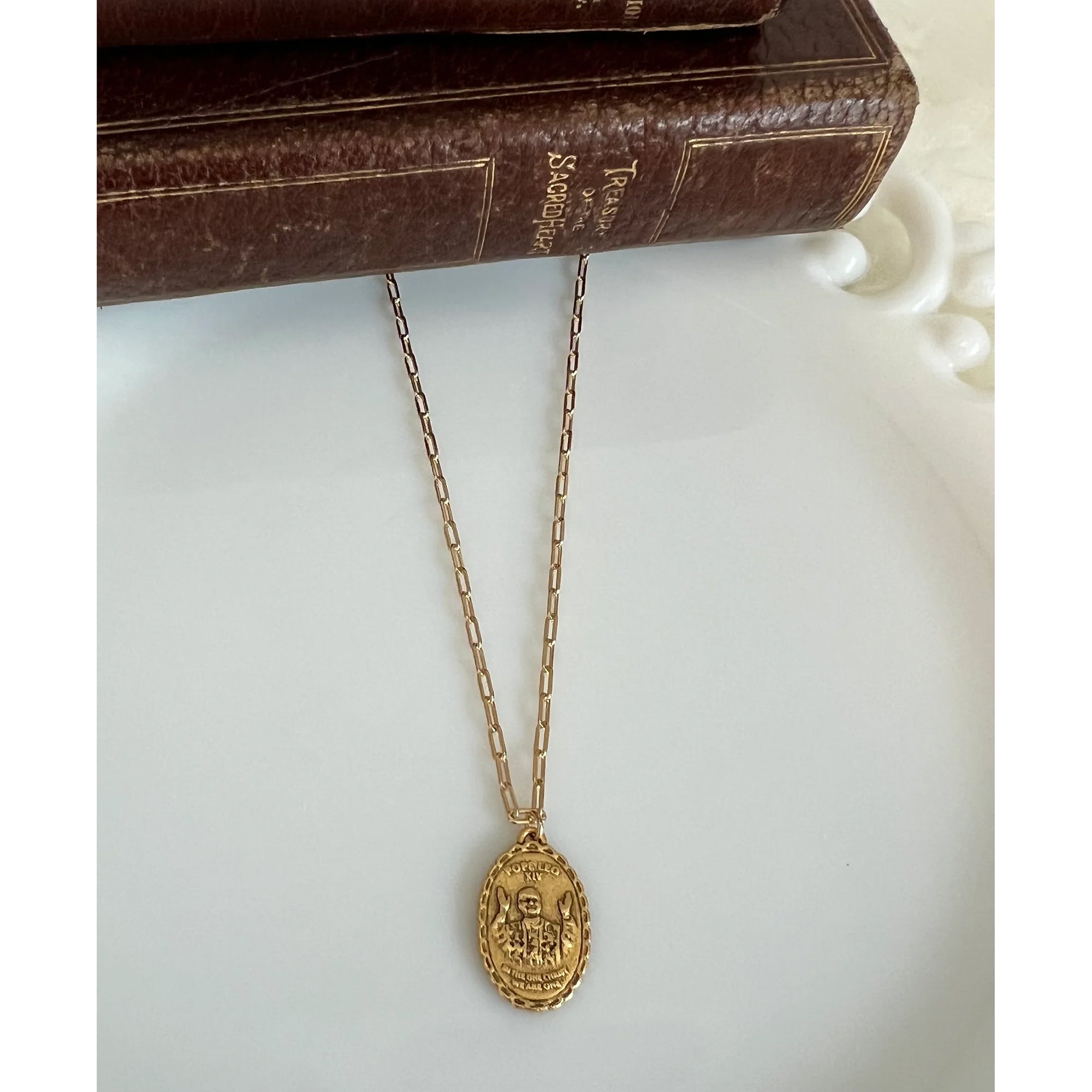 Pope Leo XIV & Guadalupe Paperclip Chain Necklace