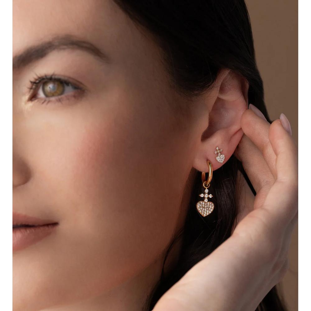 Crystal Sacred Heart Hoop Earrings