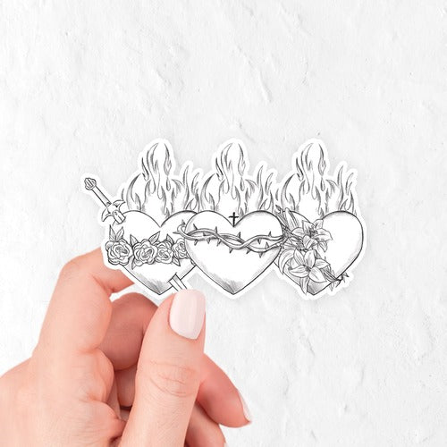 Three Hearts Holy Family Vinyl Sticker