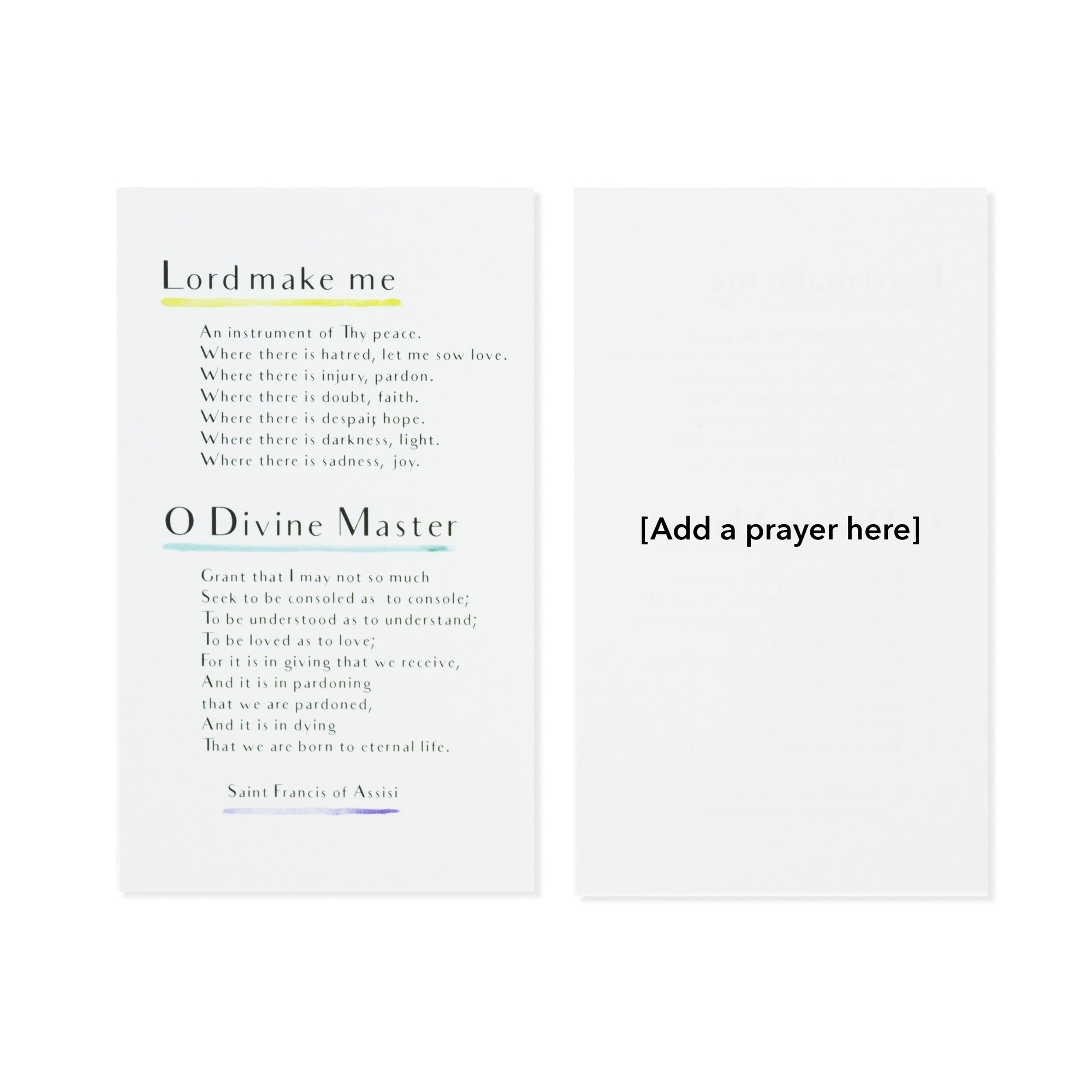 Prayer of Saint Francis Watercolor Personalized Prayer Card