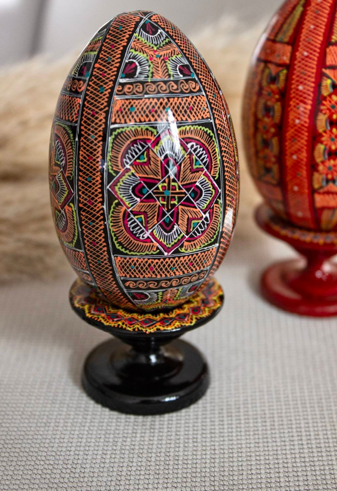 Large Ukrainian Easter Egg (Pysanky) on Stand