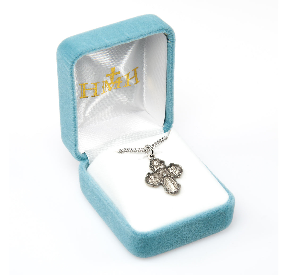 Sterling Silver Budded 4-Way Medal Necklace