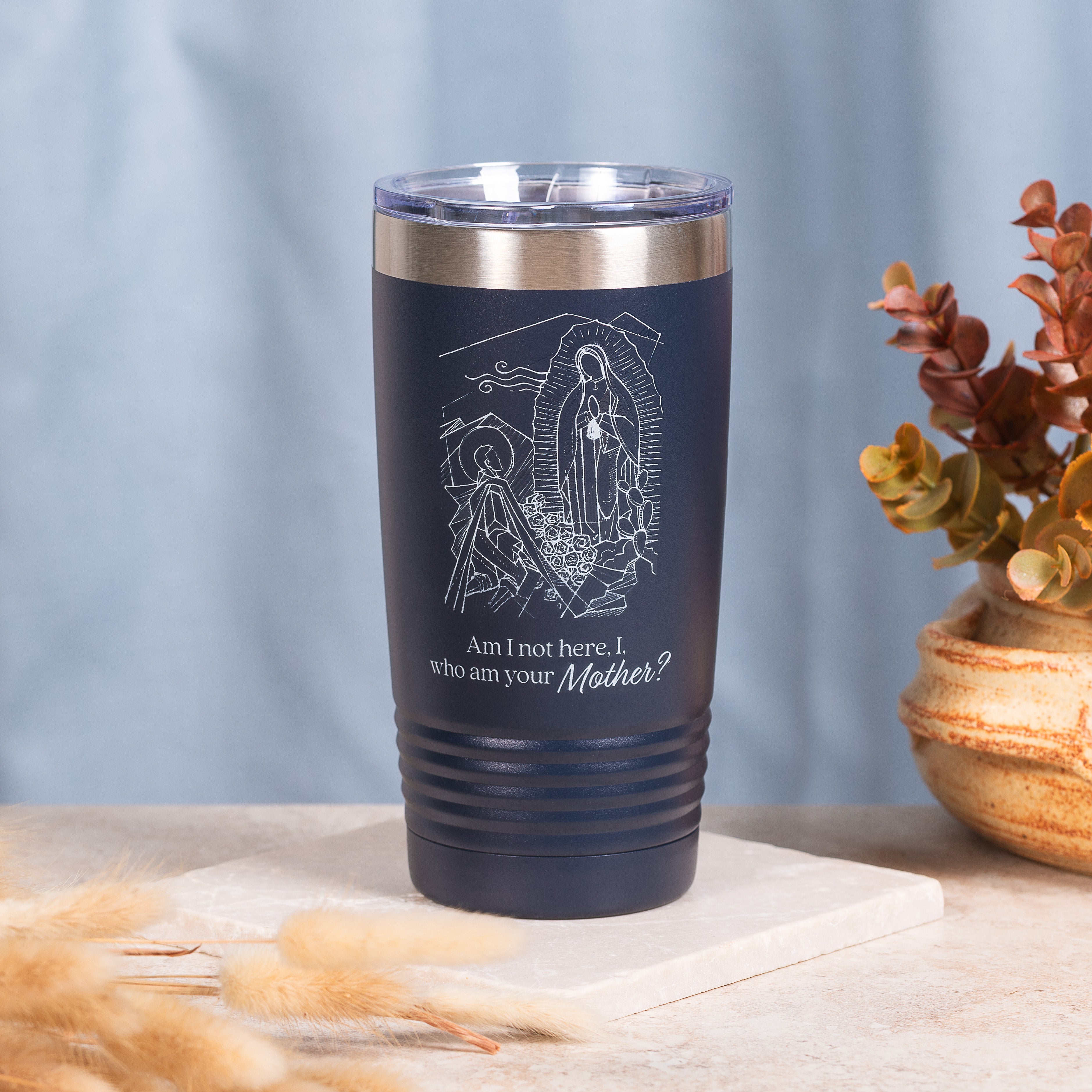 Our Lady of Guadalupe & St. Juan Diego Dark Blue 20 oz. Tumbler