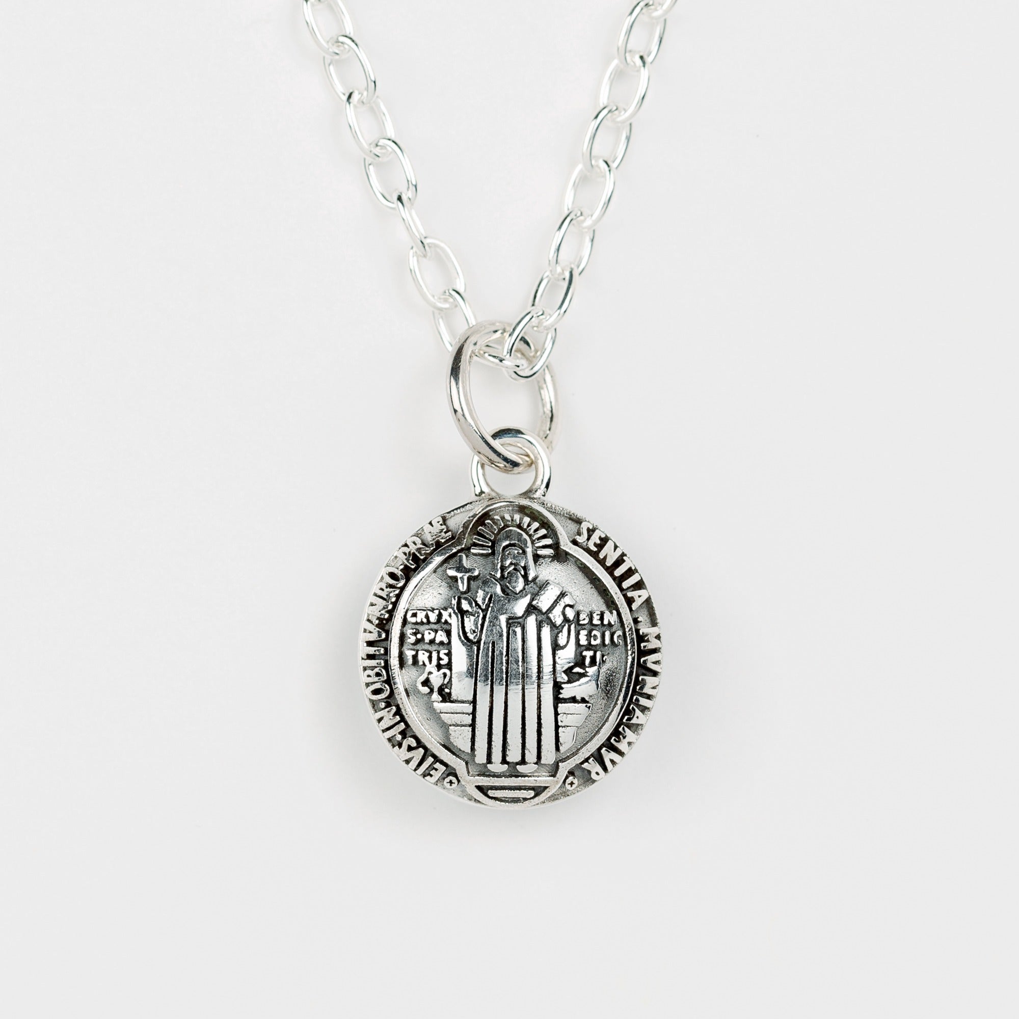 Sterling Silver St. Benedict Charm Necklace