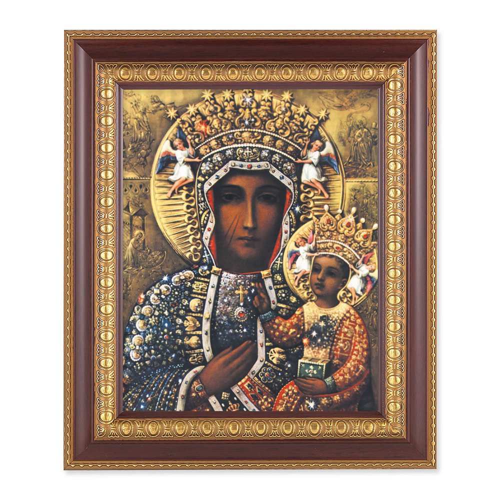 Our Lady of Czestochowa Cherry & Gold Framed Print - 8" x 10"