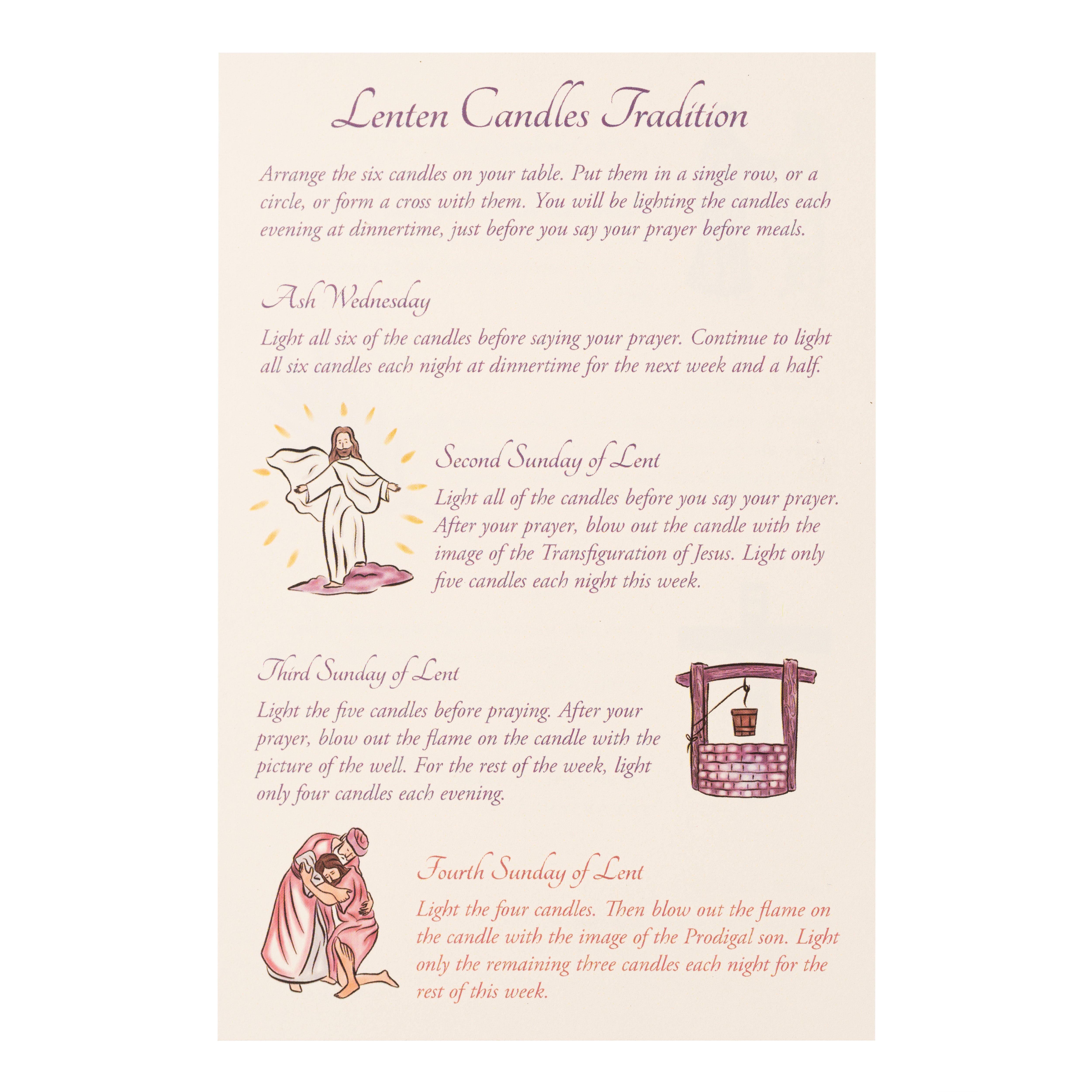 Lenten Candles Tradition - Set of 6 Glass