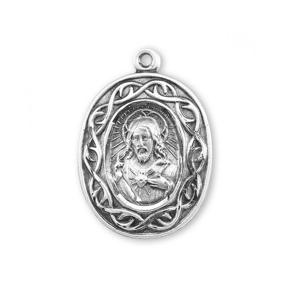 Sterling Silver Crown of Thorns Scapular Necklace