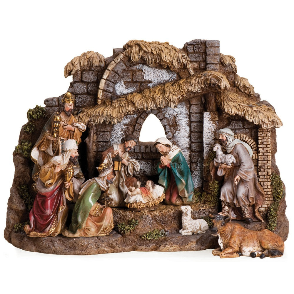 Nativity and Stable Scene 10 Piece Set with Removable Figures