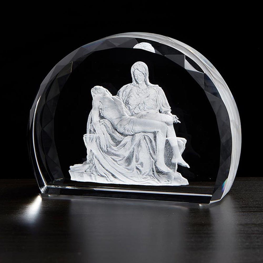 Pieta Etched Glass Standing Plaque - 5"