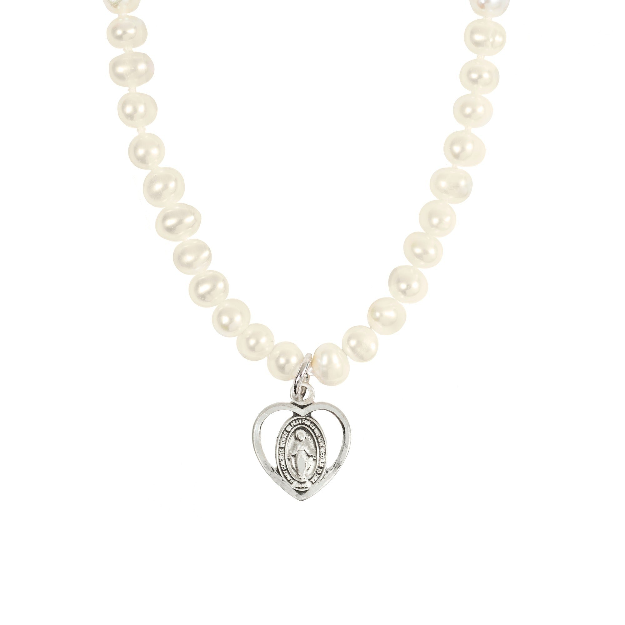 Freshwater Pearl & Miraculous Heart Necklace