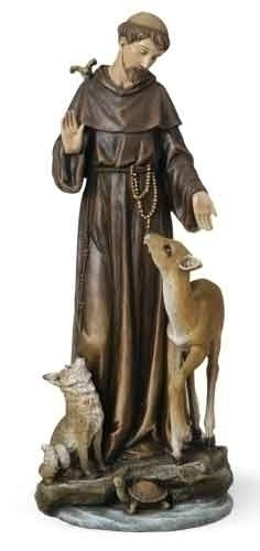 St Francis with Deer Statue -14 inch