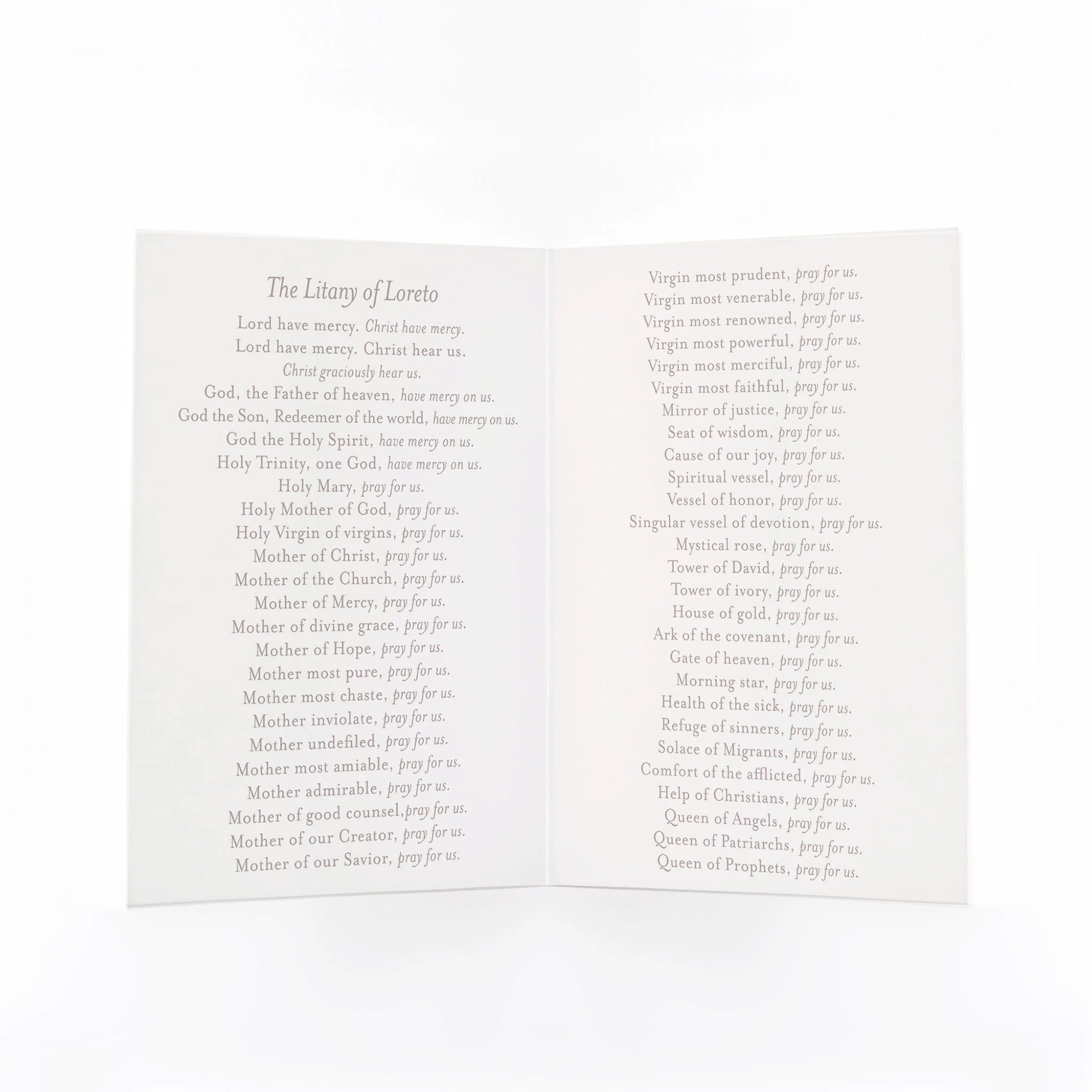Litany of Loreto Folded Prayer Card