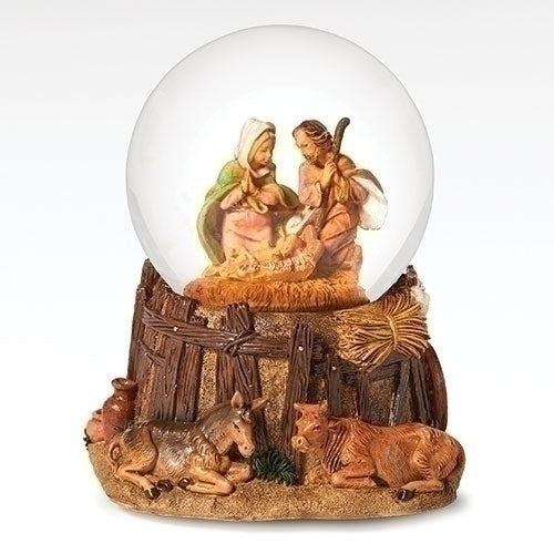 O' Holy Night Musical Nativity Water Dome with Stable Base