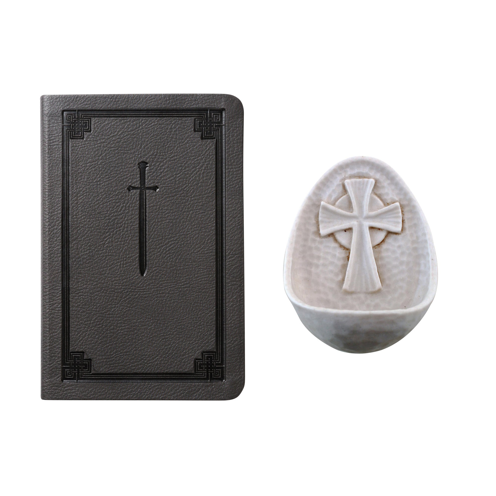 Manual for Spiritual Warfare & Antique White Cross Holy Water Font (Gift Set)