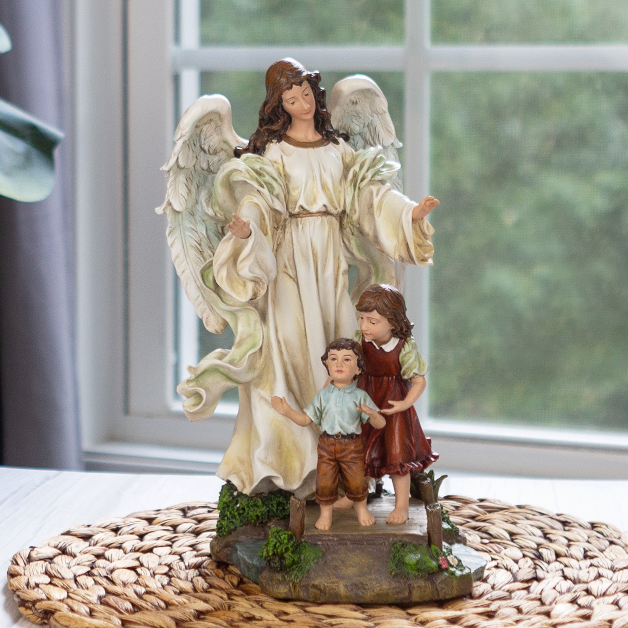 Guardian Angel & Children Statue - 10"