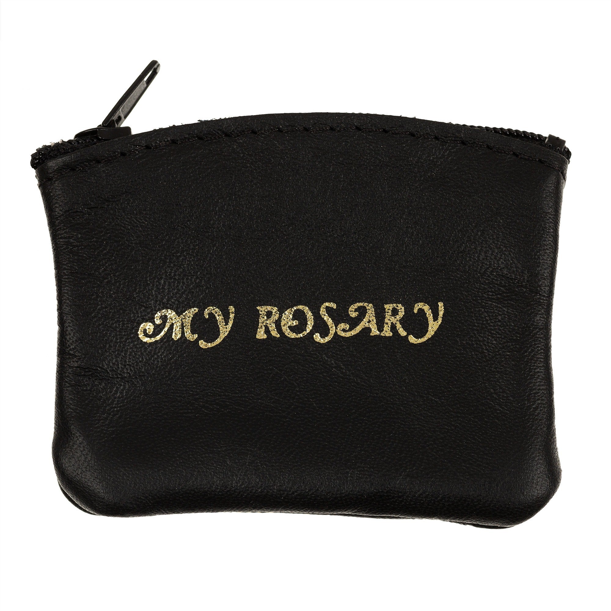 Black Leather Rosary Pouch-Small