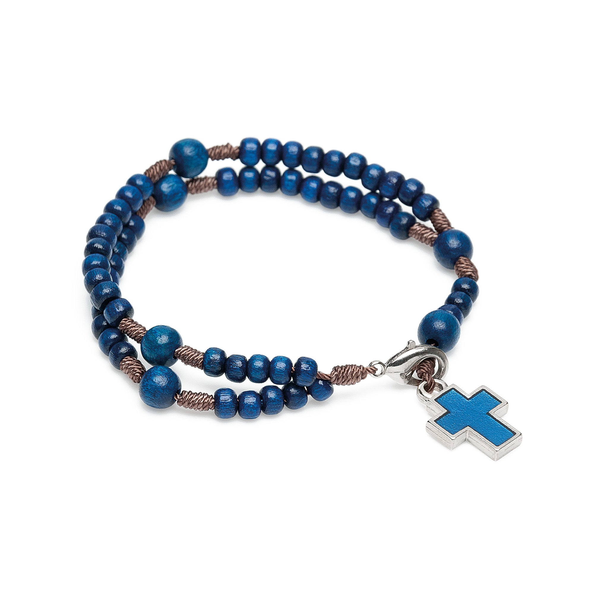 Kids Blue Wooden Rosary Bracelet