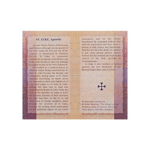 St. Luke - Mini Lives of the Saints Folded Prayer Card