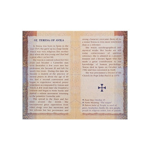 St. Teresa of Avila - Mini Lives of the Saints Folded Prayer Card