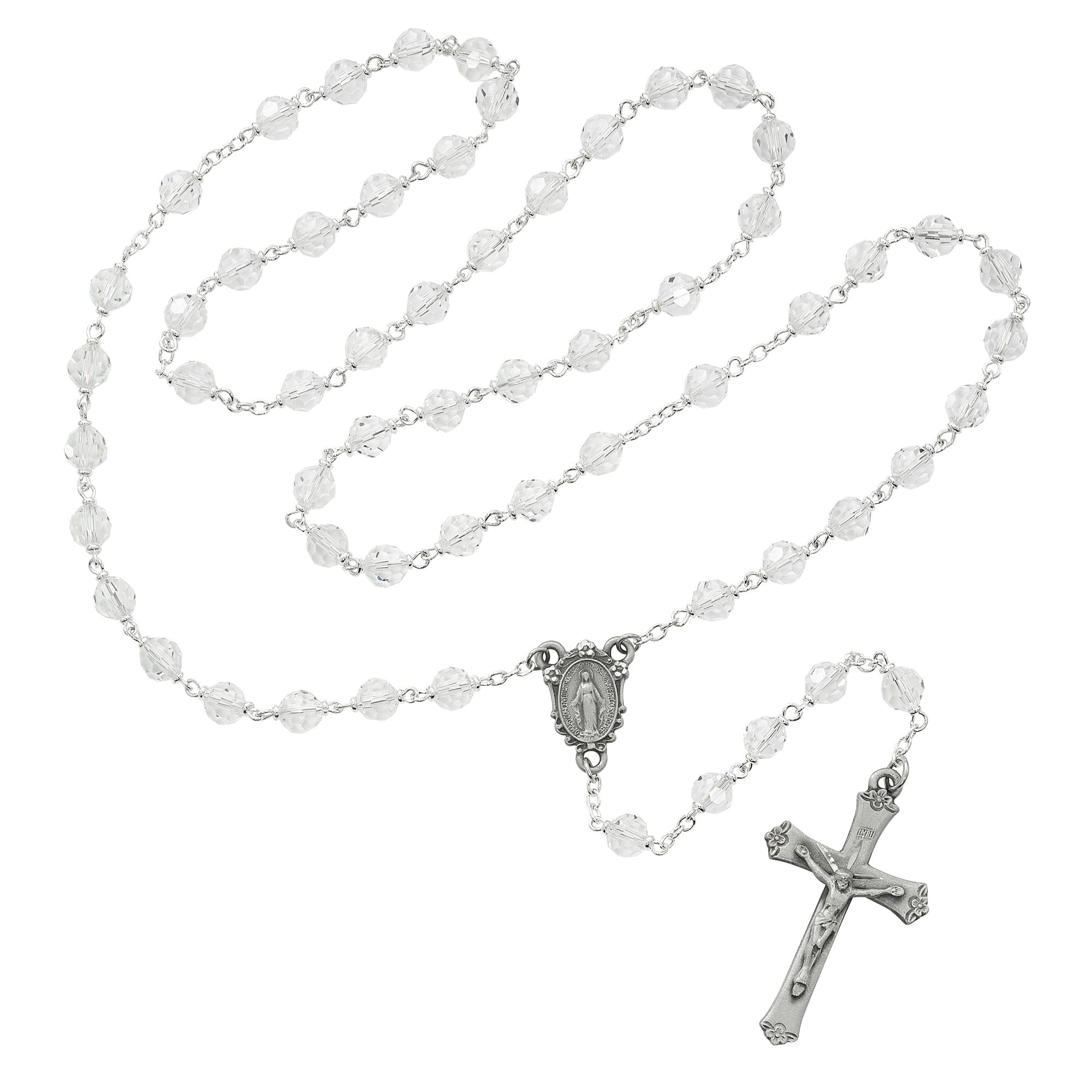 Crystal Tin Cut Rosary 7mm