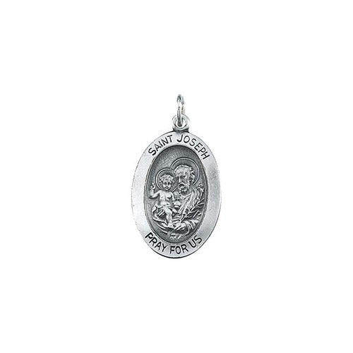 Sterling Silver 18.75x13.5mm St. Joseph Oval Medal