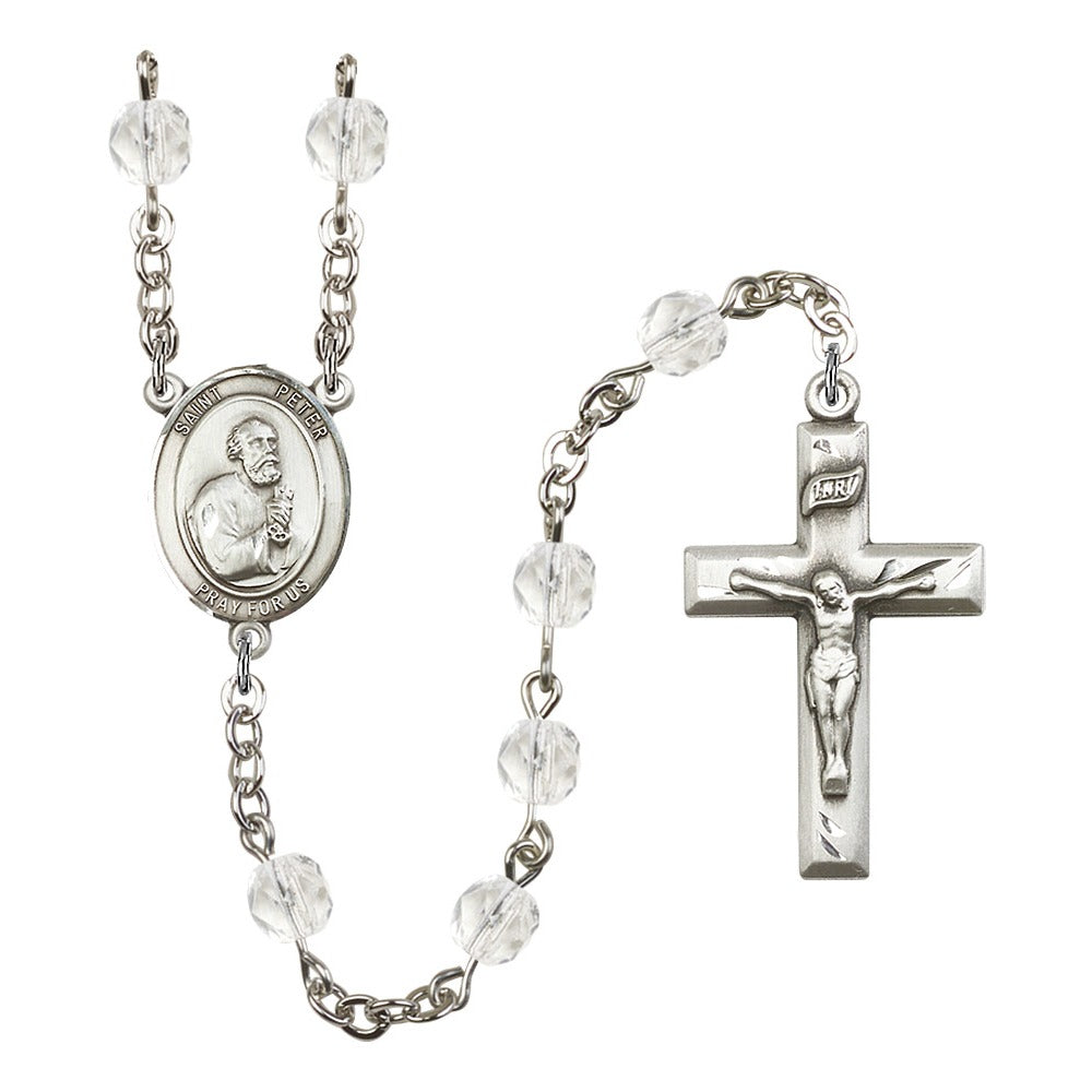 St. Peter The Apostle Crystal April Rosary 6mm